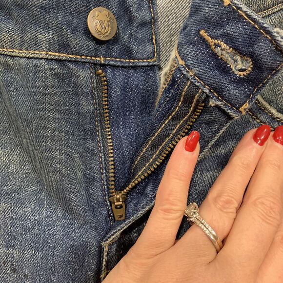 Wildfox Size 23 Baggy Crop Jeans Da Vinci Distressed Paint Splatter Loose Fit - Picture 4 of 8